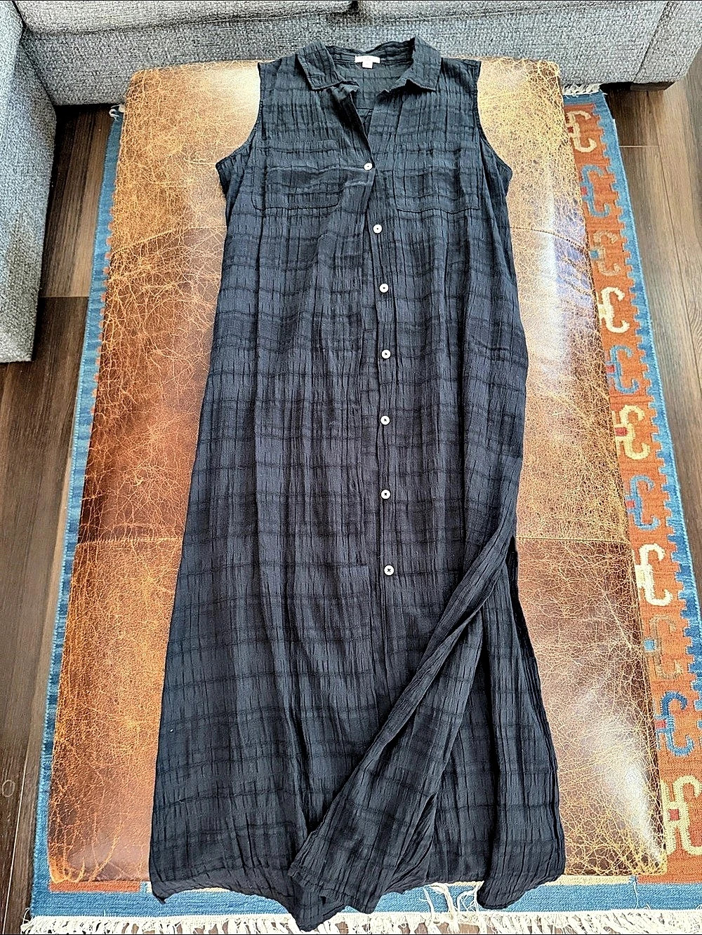 Dylan Black Maxi Sleeveless Shirt Dress Size Medium